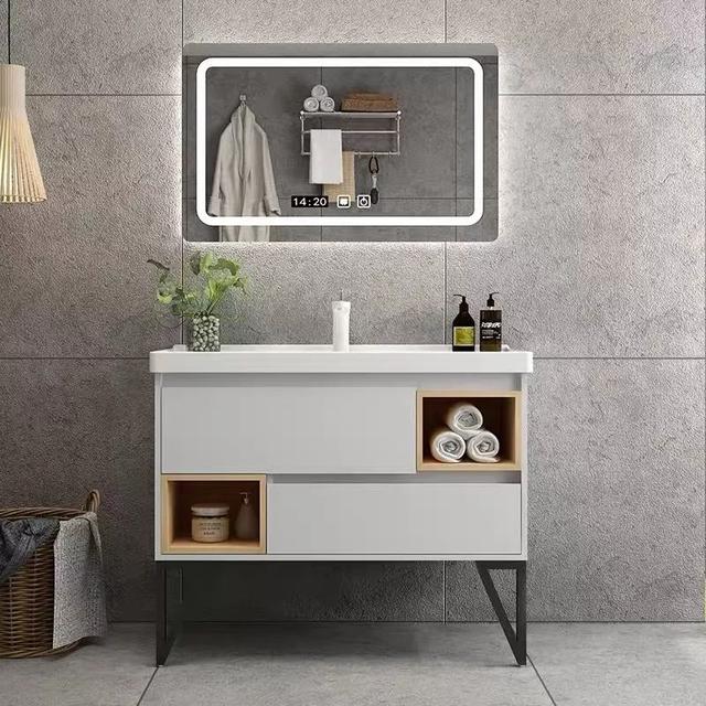 台盆柜最佳效果图(素材45款实用的台盆一体柜)(7)