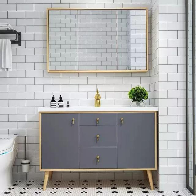 台盆柜最佳效果图(素材45款实用的台盆一体柜)(4)