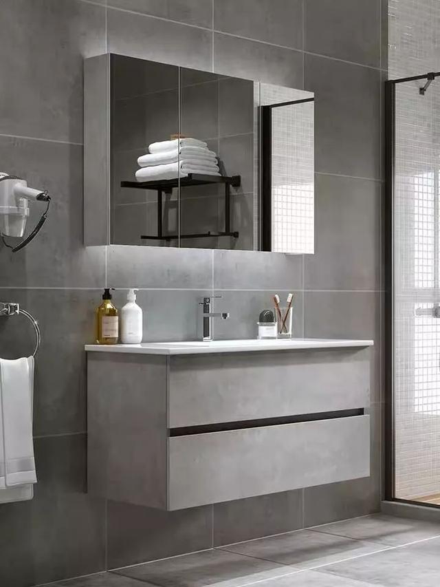 台盆柜最佳效果图(素材45款实用的台盆一体柜)(23)