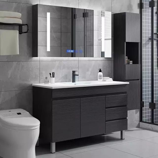 台盆柜最佳效果图(素材45款实用的台盆一体柜)(12)