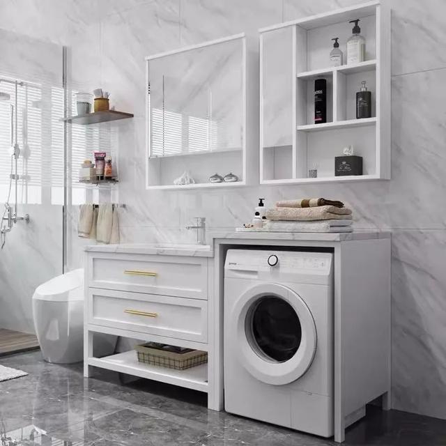 台盆柜最佳效果图(素材45款实用的台盆一体柜)(34)