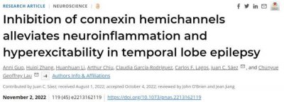 ​PNAS：刘俊宇团队揭示减轻颞叶癫痫发病中的神经炎症的重要机制