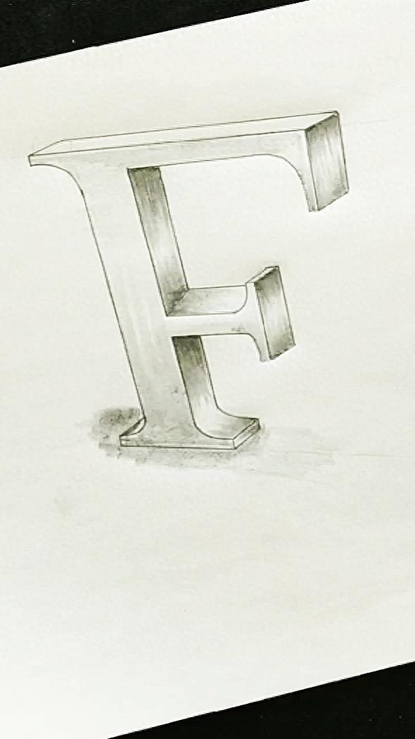 好看的3D立体字母绘画,按照这个步骤画,一点都不难