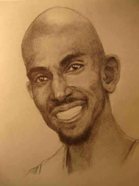 NBA13位球星手绘素描画,加内特笑的灿烂,科比有点忧伤