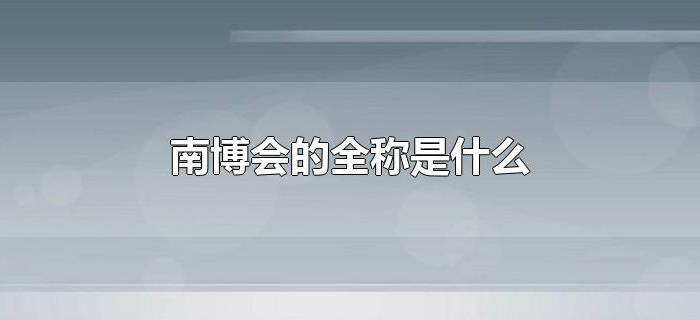 南博会的全称是什么